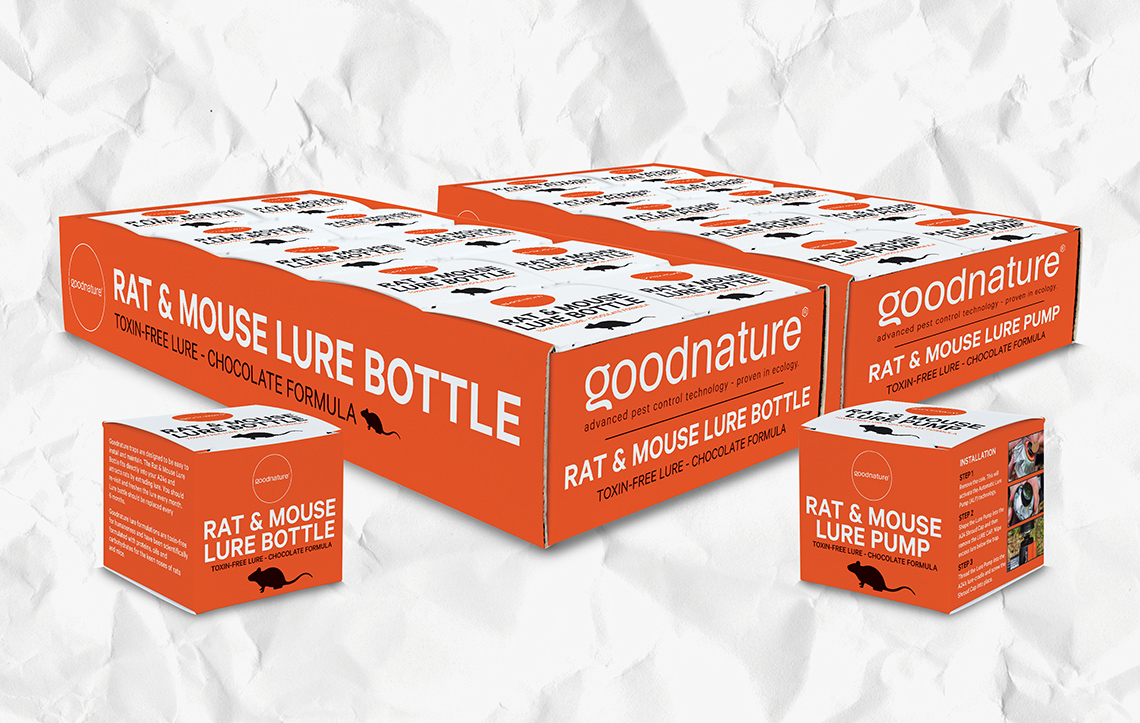 Automatic Trap GOODNATURE - GOODNATURE - RAT & MOUSE LURE BOTTLE AND PUMP DISPLAYS